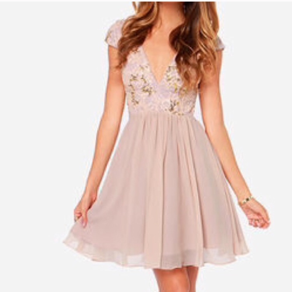Bariano sabina beige sequin dress